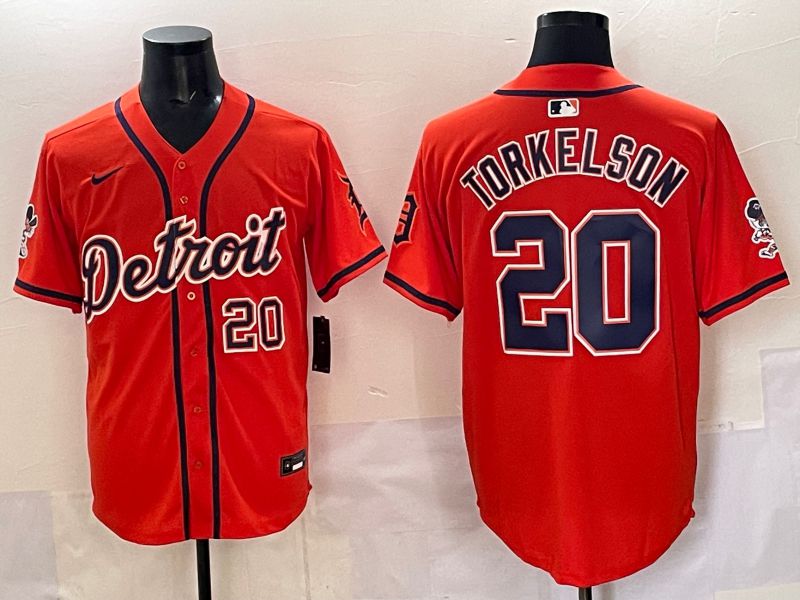 Men 2025 Detroit Tigers 20 Torkelson Orange Nike MLB Jersey style 04